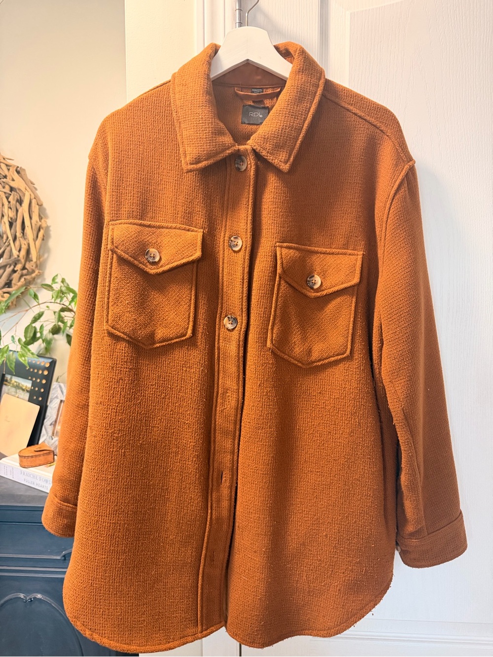 RDI Rust Orange Wool-Blend Shacket Jacket